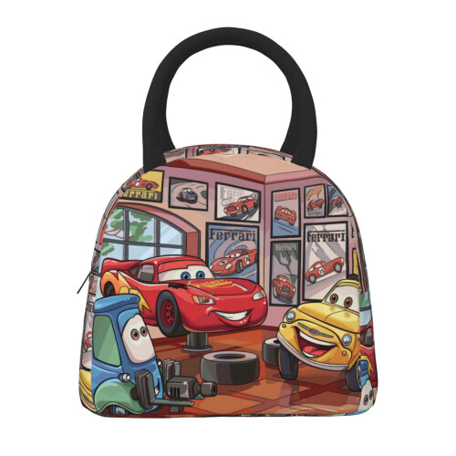 Φορητή τσάντα φαγητού Cars Lightning Mcqueen με μόνωση, ψυγείο, τσάντα Tote με μπροστινή τσέπη 1