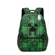 Kompatibel Minecraft-ryggsäck för pojkar | Svart skolryggsäck för barn | Grön Creeper Zombie-skelett Enderman och Cave Spider {ee} R