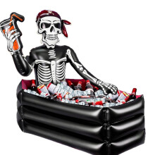 Inflatable Skull Cooler Bucket, Halloween PVC Party Prop for Yard & Events
