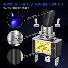 3 STÜCKE ein AUS Rocker Beleuchteter Kippschalter 30A 12V SPST 2 Position 3 Pin Blaues LED Licht Verdrahtet für Auto Boot Automobil
