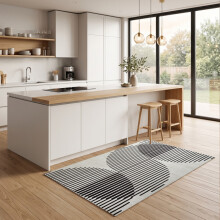(80x150cm, Modern Stripes) Short Pile Geometric Rug | Extra Soft Faux Fur Non Slip Rubber Backed Carpet