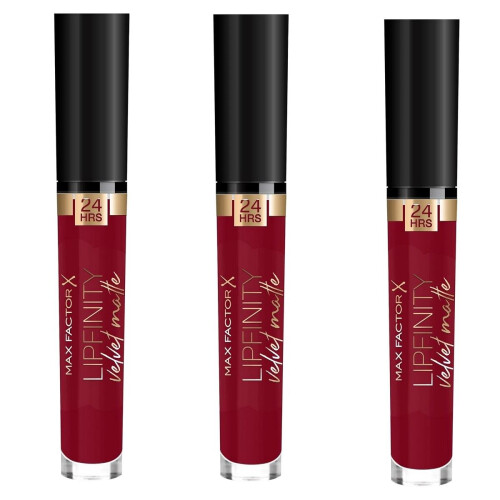Max Factor 3 Pcs Max Factor Lipfinity Velvet Matte Lipstick - Red Allure 090