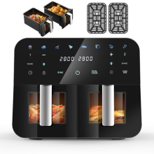 10L Large Capacity Dual Air Fryer 8-in-1 Smart Programs 200C Rapid Hot Oven