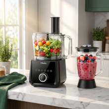 Mixer Food Processor Chopper, Stainless Steel Blender 2.5L+1.5L Timer 11 Speed D