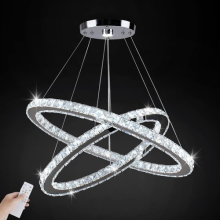 Modern Pendant Chandelier Crystal Lighting Dual Rings Ceiling Light Fixture Jduq