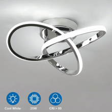 Silver LED Ceiling Light Colver Chandelier Bedroom Cool White Ceiling Lamp 30W