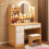 Dressing Table Vanity Set Make up Desk with LED Light Mirror 3 Drawers 1