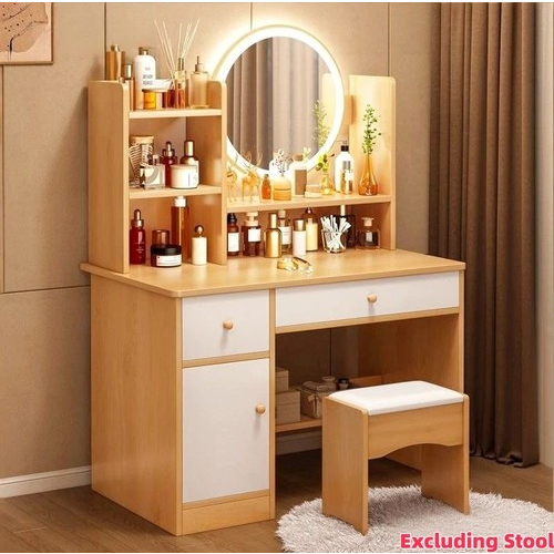 Dressing Table Vanity Set Make up Desk with LED Light Mirror 3 Drawers