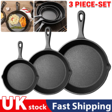 3X Cast Iron Skillet Set Pre-Seasoned Non-Stick Heavy Duty Kitchen Frying Pans