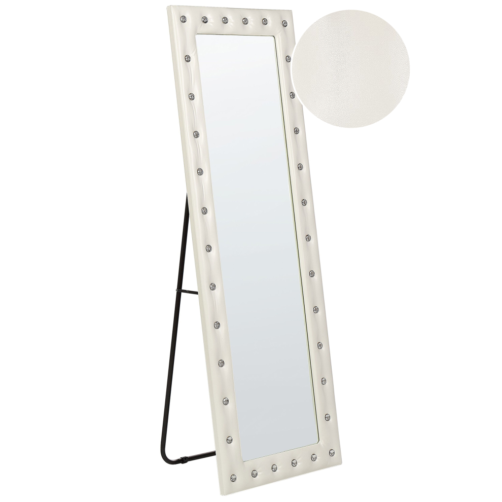 Beliani Standing Mirror Ansouis 150 Cm Faux Leather White