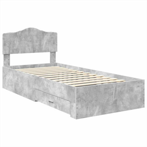VidaXL vidaXL Bed Frame with Drawer Concrete Grey 90 x 190 cm Engineered Wood 1