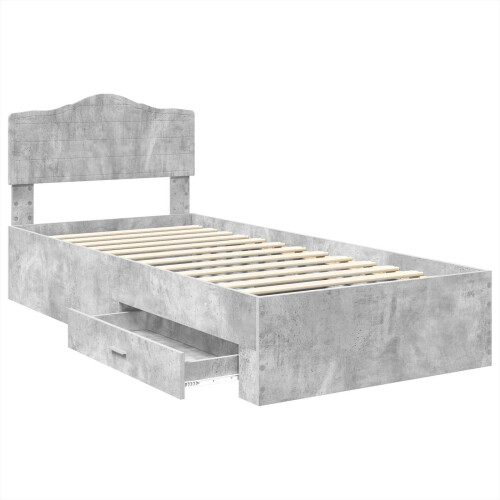 VidaXL vidaXL Bed Frame with Drawer Concrete Grey 90 x 190 cm Engineered Wood 2