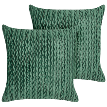 Set of 2 Decorative Cushions ECLIPTA 45 x 45 cm Green Solid