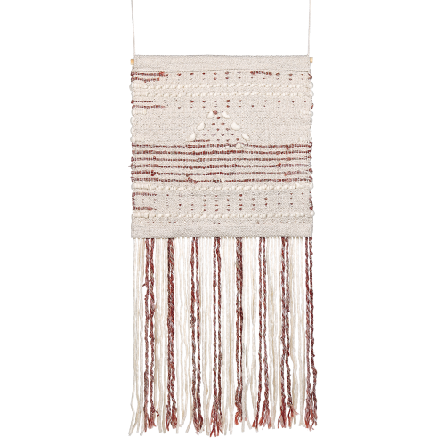Beliani Fabric Wall Hanging SAIF 90 cm Wool Red 1