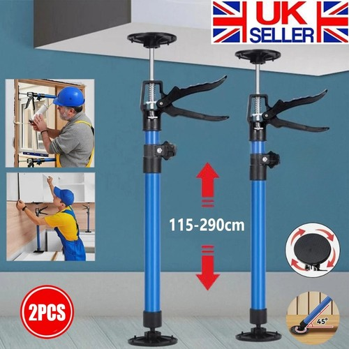 2X ADJUSTABLE DRYWALL PLASTERBOARD BUILDER CEILING SUPPORT EASY PROPS 115–290CM 1