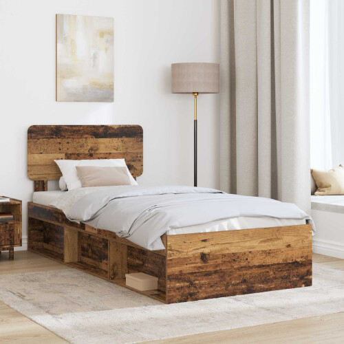 VidaXL vidaXL Bed Frame with Headboard Old Wood 75 x 190 cm Solid Pine Wood 2