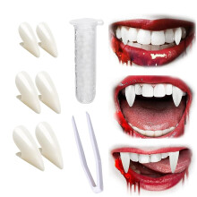 Zähne des Vampirs Künstliche Reißzähne Leuchtend im Dunkeln Dracula Halloween 3 Paar — falsche zähne, vampirzähne