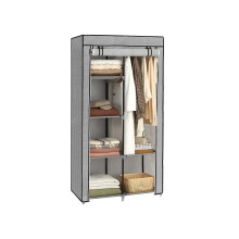 Portable Closet - Metal Frame & Non-Woven Fabric - Grey - 6 Shelves & 2 Hanging Rails