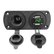 12-24V Dual USB Steck Dose Volt Steck Dose mit GrüNer LED Spannungs Anzeige Feuerzeug Steck Dose Schalt Tafel Adapter für Auto Boot