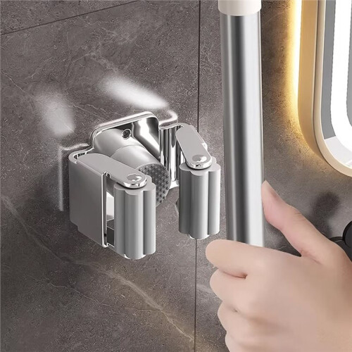 Clip de Moppe Mural Robuste, Support de Moppe avec Vis, Porte-Balai Étanche pour Salle de Bain B 2