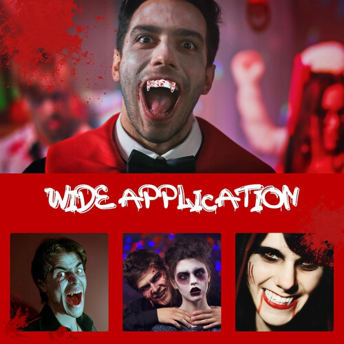 Vampire Teeth Fangs Flexible Plastic No Glue Dracula Costume 2 Pcs White Dentures 2