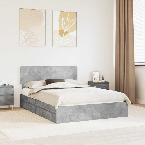 VidaXL vidaXL Storage Bed Concrete Grey 150 x 200 cm Engineered Wood