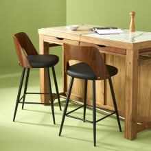 Black vinyl counter stool, 45 cm wide - AUSTIN