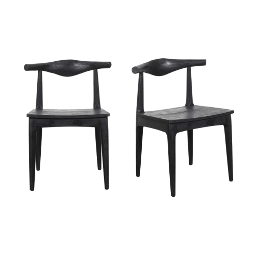 Signature Set of 2 LUCIEN chairs in solid black acacia