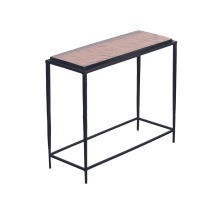 Small console table in smoked glass and metal, 80 cm long, IGLOO