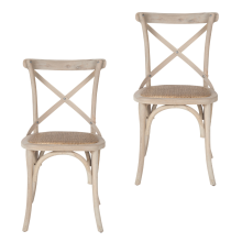 Set of 2 solid wood and cane chairs, 61 cm wide - BISTRO