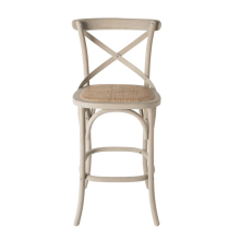 Solid wood and cane counter stool, 50 cm wide - BISTROT