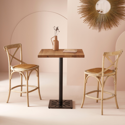 Signature Solid wood and cane counter stool, 50 cm wide - BISTROT 2