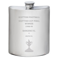 Glasgow RANGERS FC 1998-99 Scottish Cup Final Winner 6oz Pewter Hip Flask Football Memorabilia Mens Birthday Personalised Gifts Whisky Accessories