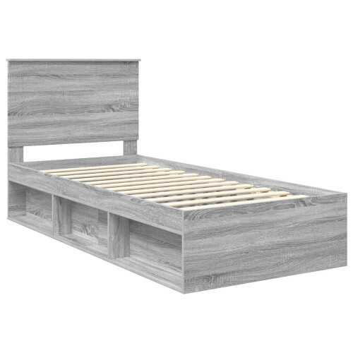 VidaXL vidaXL Bed Frame Grey Sonoma 90 x 190 cm Solid Pine Wood 1