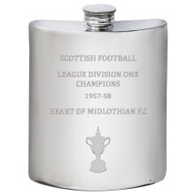 HEART OF MIDLOTHIAN Hearts FC 1957-58 Division One Champions 6oz Pewter Hip Flask Football Memorabilia Mens Birthday Personalised Gifts