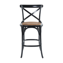 Solid wood and cane counter stool, 50 cm wide - BISTROT