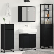 vidaXL Bathroom Furniture Set with Drawer Black Oak Engineered Wood