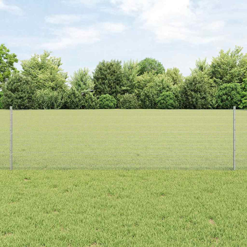 Vidaxl Welded Wire Fence With Post 50 X 0.6 M Hot-Dip Galvanised Steel