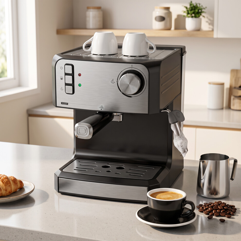 Homcom Espresso Machine, 20-Bar, 1.6 L Tank, Black