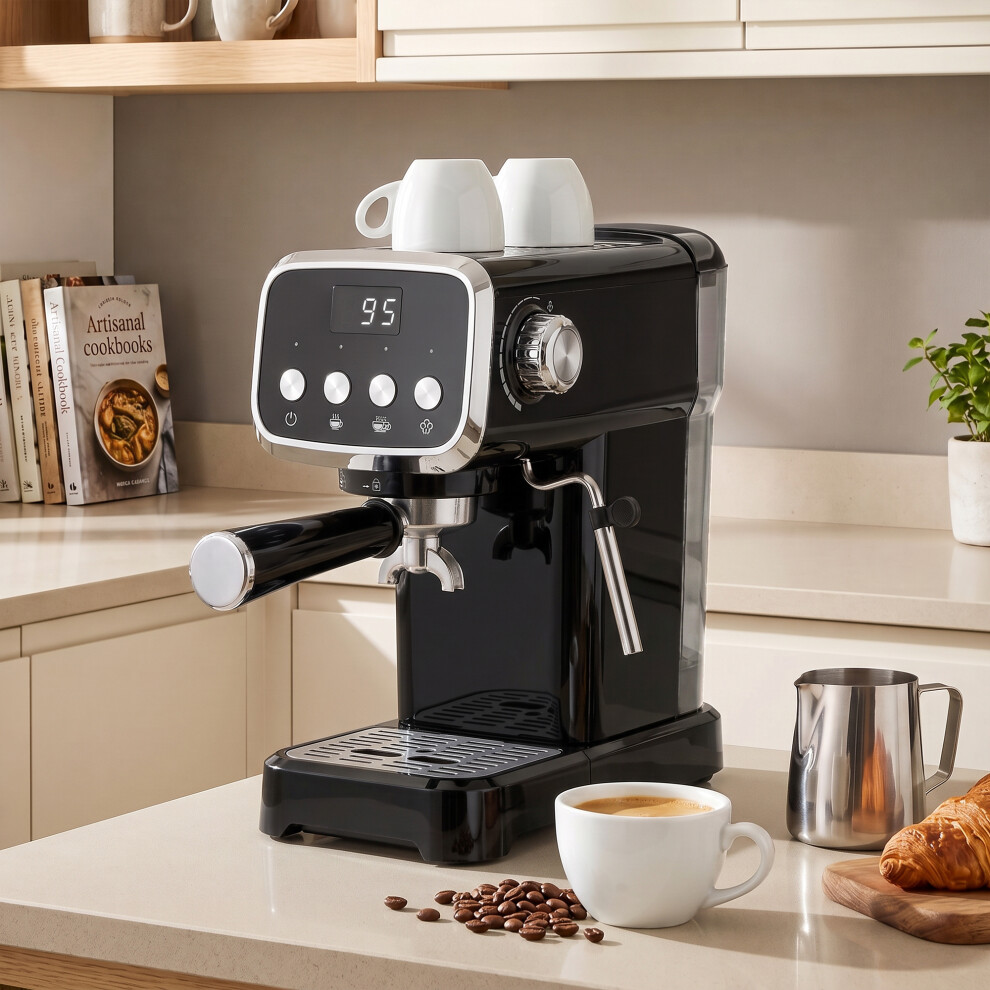 Homcom Espresso Machine With 20-Bar Pressure, Black