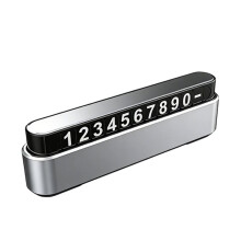 Metal Temporary Parking Number Plate for Car, One-Press Hide Phone Number Display, Black & Silver Silver