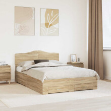 vidaXL Bed Frame with Drawer Sonoma Oak 150 x 200 cm Engineered Wood