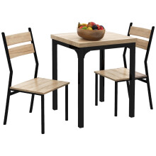 3 Piece Dining Set Space Saving Table and Chairs Black