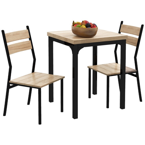 3 Piece Dining Set Space Saving Table and Chairs Black