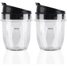 2 Pack 12oz Replacement Parts Cup with Lid for Blender Auto IQ BL480 BL482 BL642 NN102 BL682 BL450 BL2013