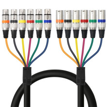 Câble XLR 3 Broches 6 Canaux Mâle à Femelle pour Extension Audio Équilibrée pour Enregistrement de Diffusion