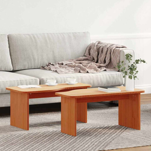 VidaXL vidaXL Coffee Table 2 pcs Wax Brown Solid pine wood 1