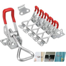 Conjunto de 6 fechos de caixa em aço inoxidável GH-4001 – fecho de tensão com gancho (capacidade de carga 100 kg)