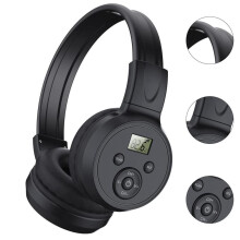 Fones de ouvido com rádio FM e estações pré-definidas – Rádio estéreo portátil dobrável com função de carregamento.
