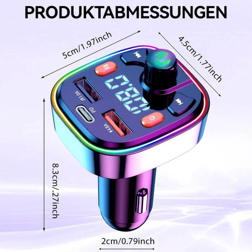 Πομπός FM Bluetooth αυτοκινήτου & Φορτιστής (12–24V) – Διπλό USB, Κλήσεις Hands-free & LED 1